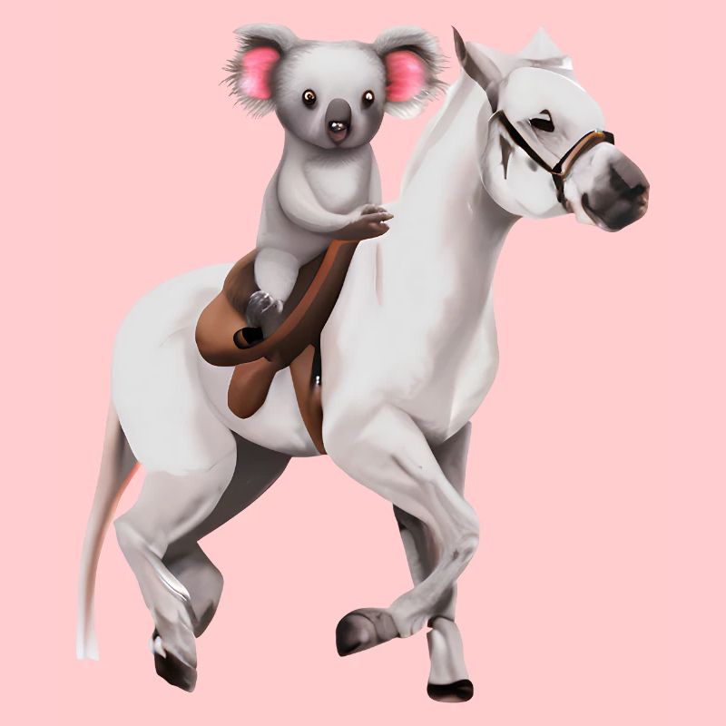 Koala auf einem Pferd