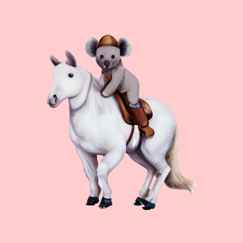 Koala sur un cheval