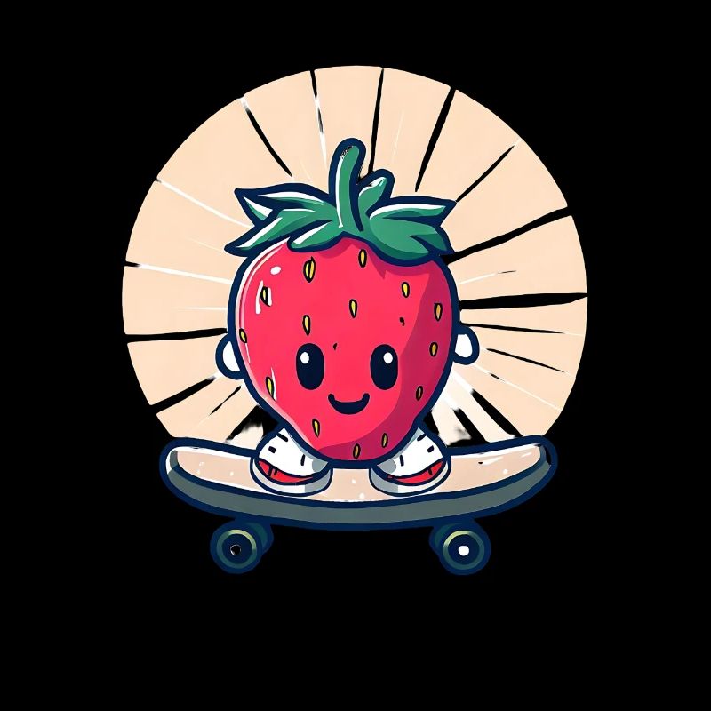 Strawberry skateboard in sunset