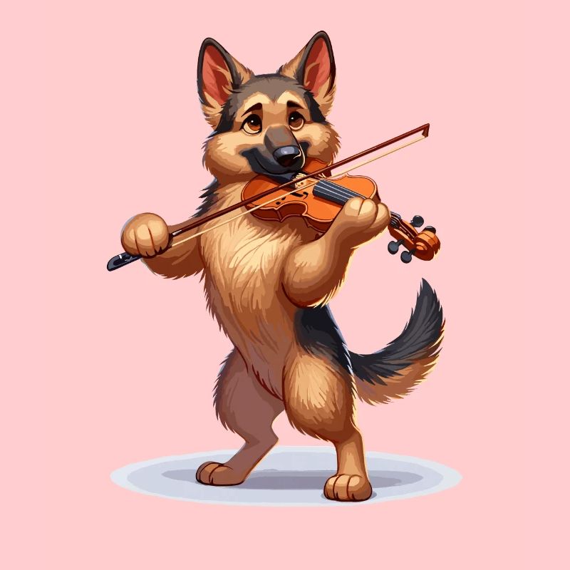 Deutscher Schäferhund spielt Geige