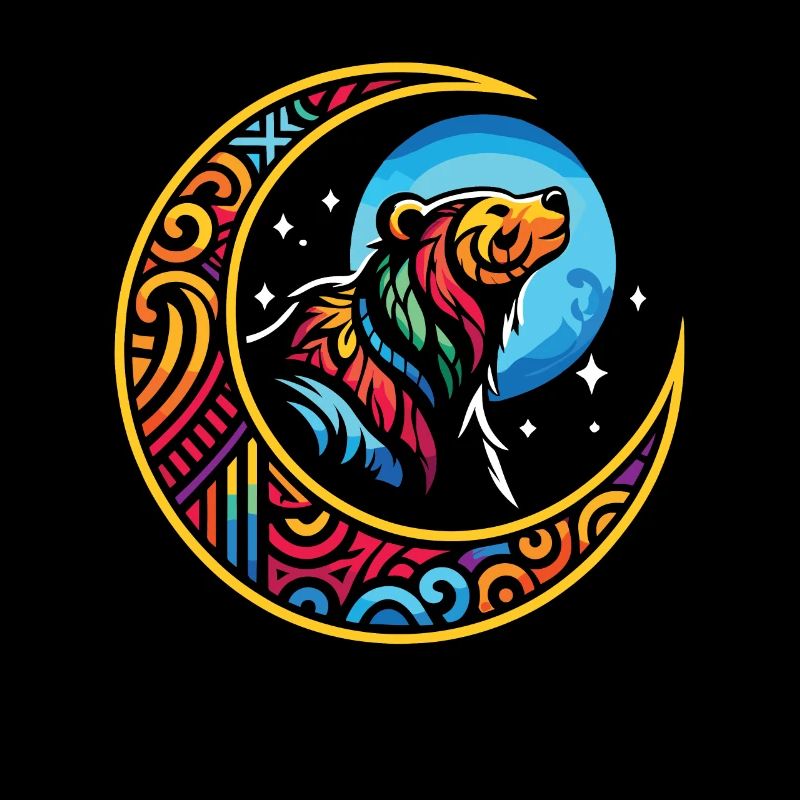 Bear Brown Bear Tribal Moon