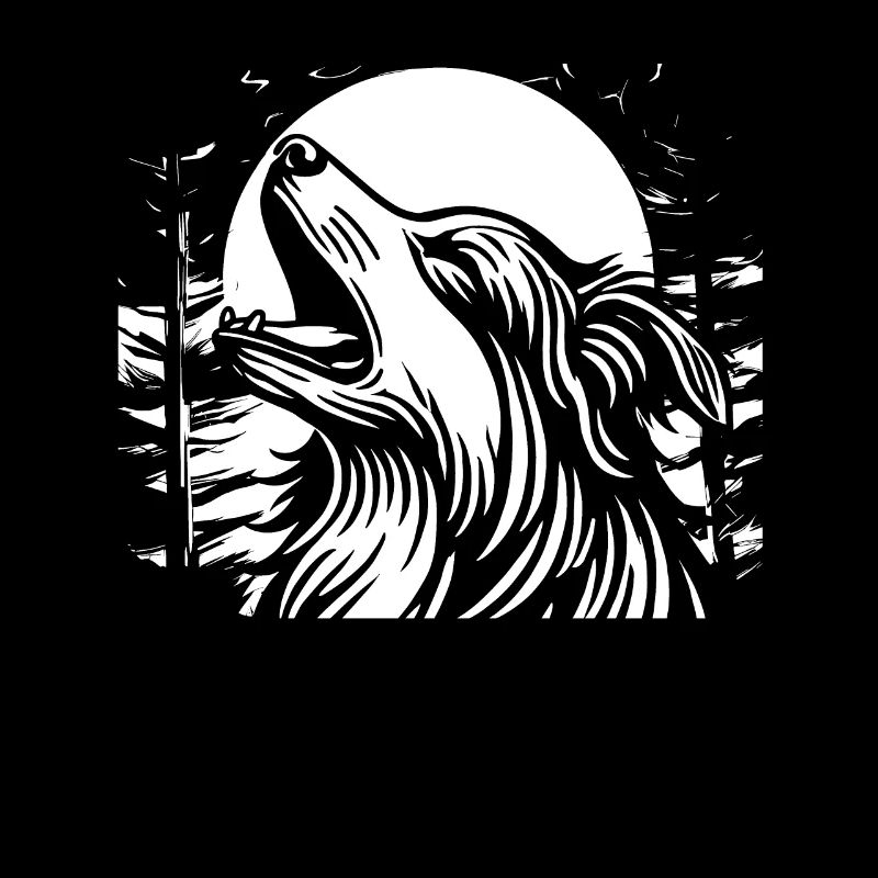 Australian Shepherd Moon Howling