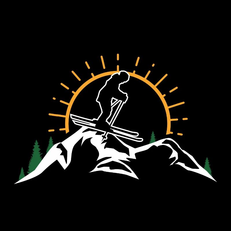 ski snowboard mountain sunset skiing