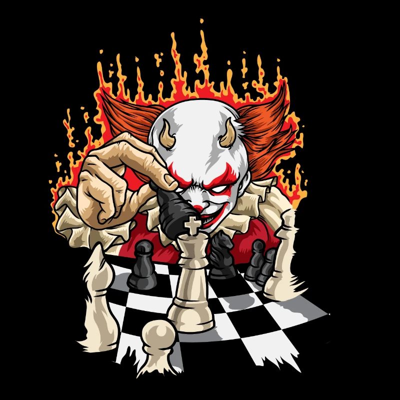 Fiery Clown With Chessboard - Chess