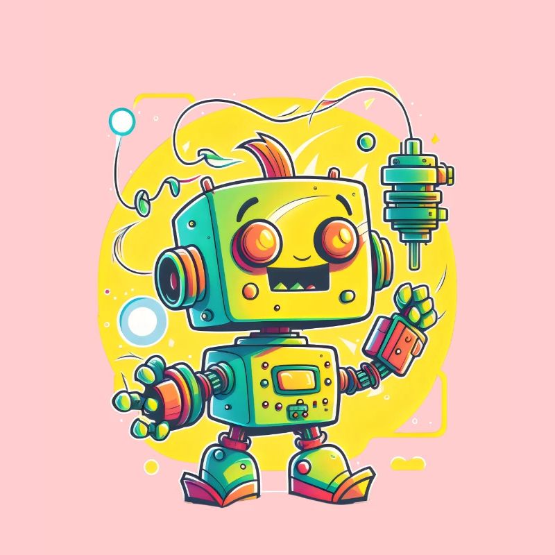 Retro Robot Cute Robotic Engineer Technology