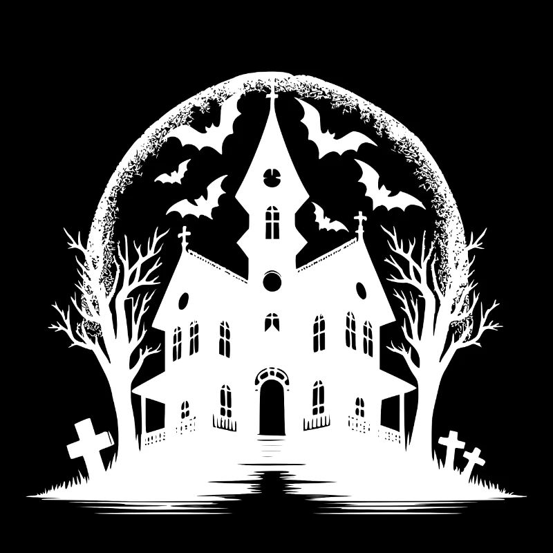 Maison hantée classique, style effrayant d’Halloween