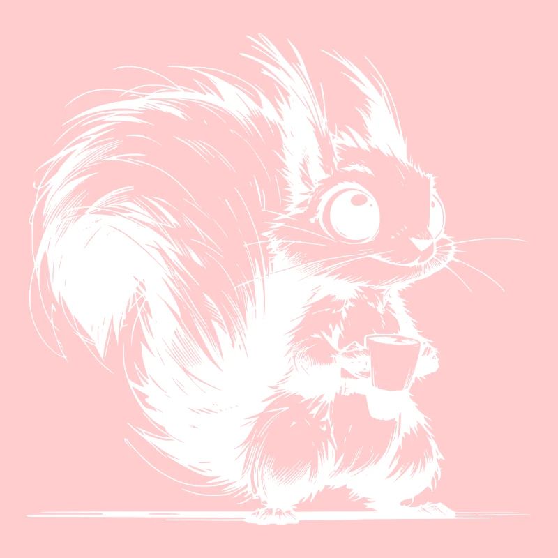 Aufgewecktes Baby Eichhörnchen mit Kaffee