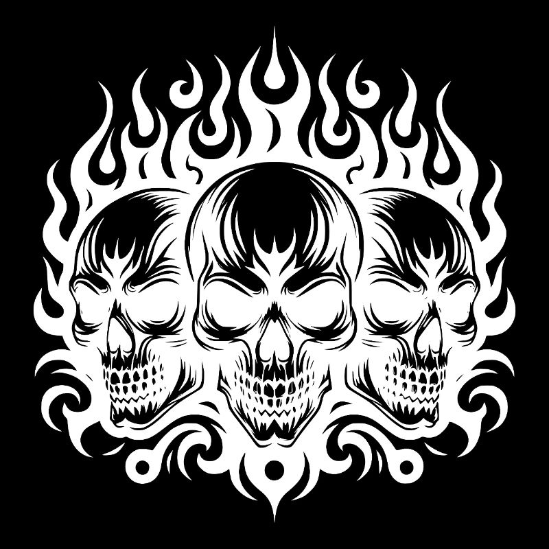 Grim Tattoo Skull Flames Tribal Style
