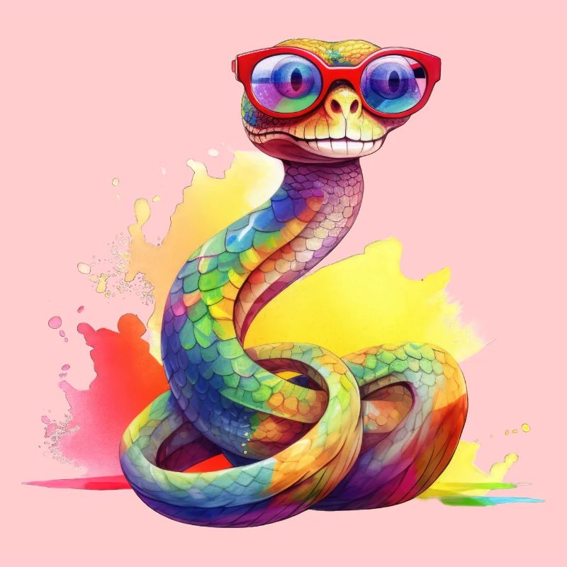 Bunte coole Schlange mit Brille