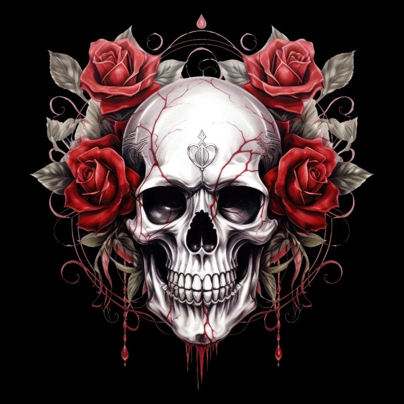 Gothique crâne Roses Art mode graphique