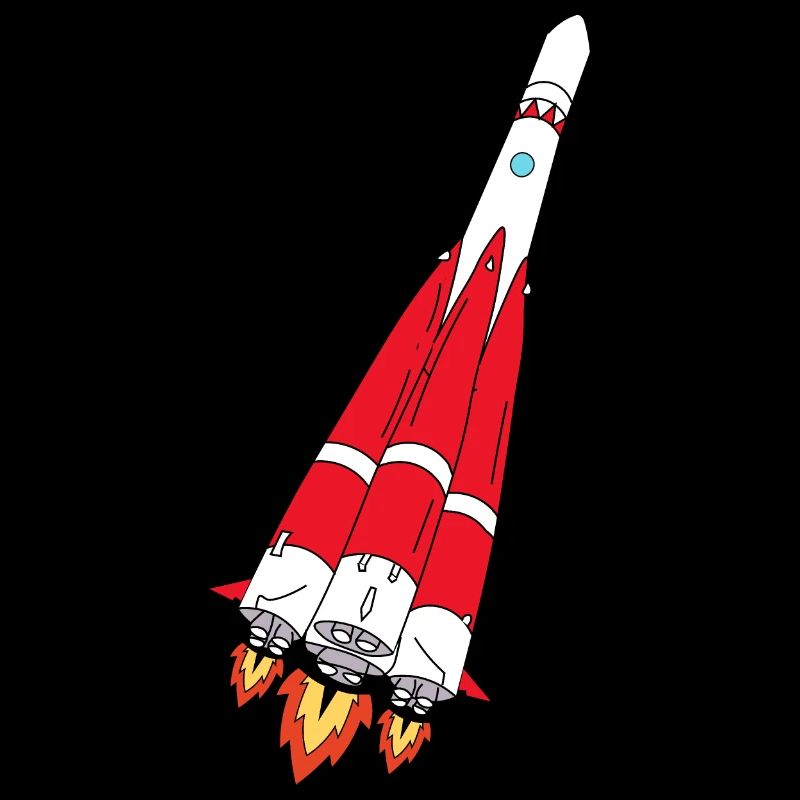Rocket with thrust - hand-painted