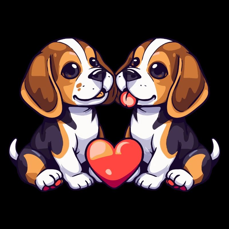 Beagle Hunde Paar Liebe Valentinstag