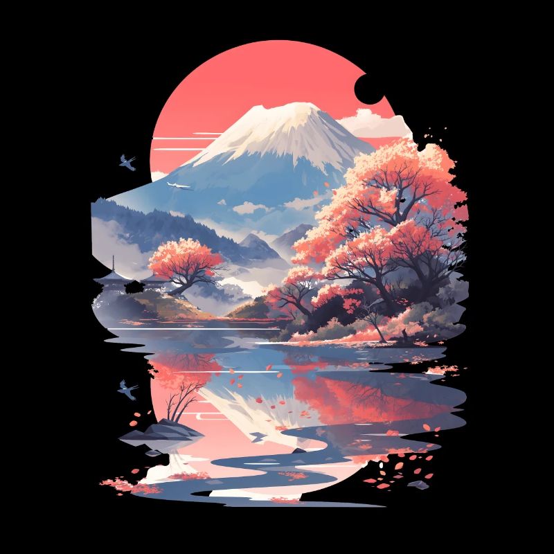 Sakura Mt. Fuji Kirschblüten Nippon Vintage