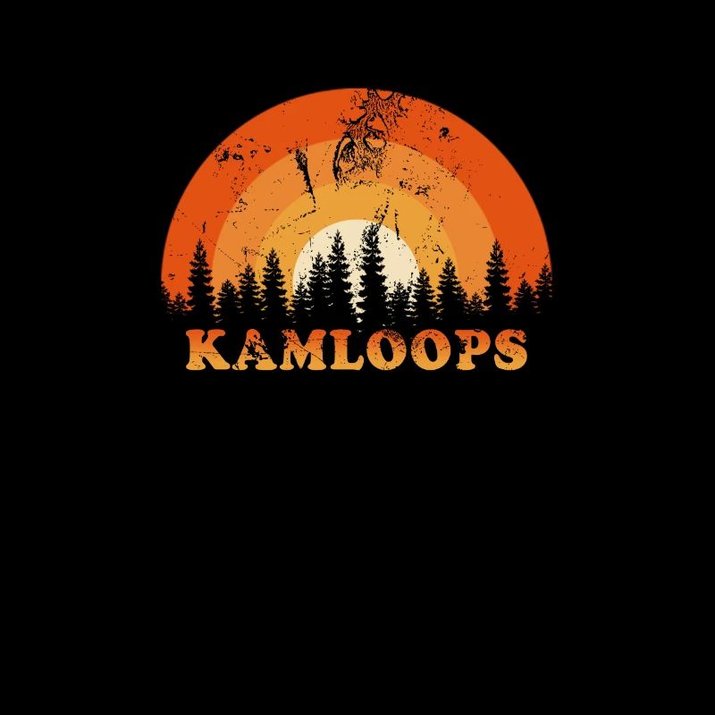Vintage Kamloops Canada Fan rétro Cool coucher de soleil