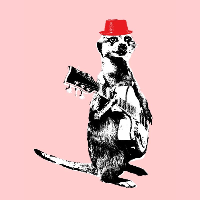 Suricate Guitariste White BG Red Hat