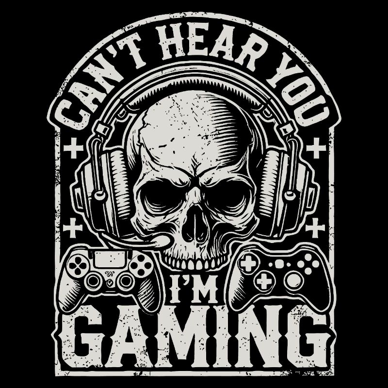 Gaming skull with headset and controllers