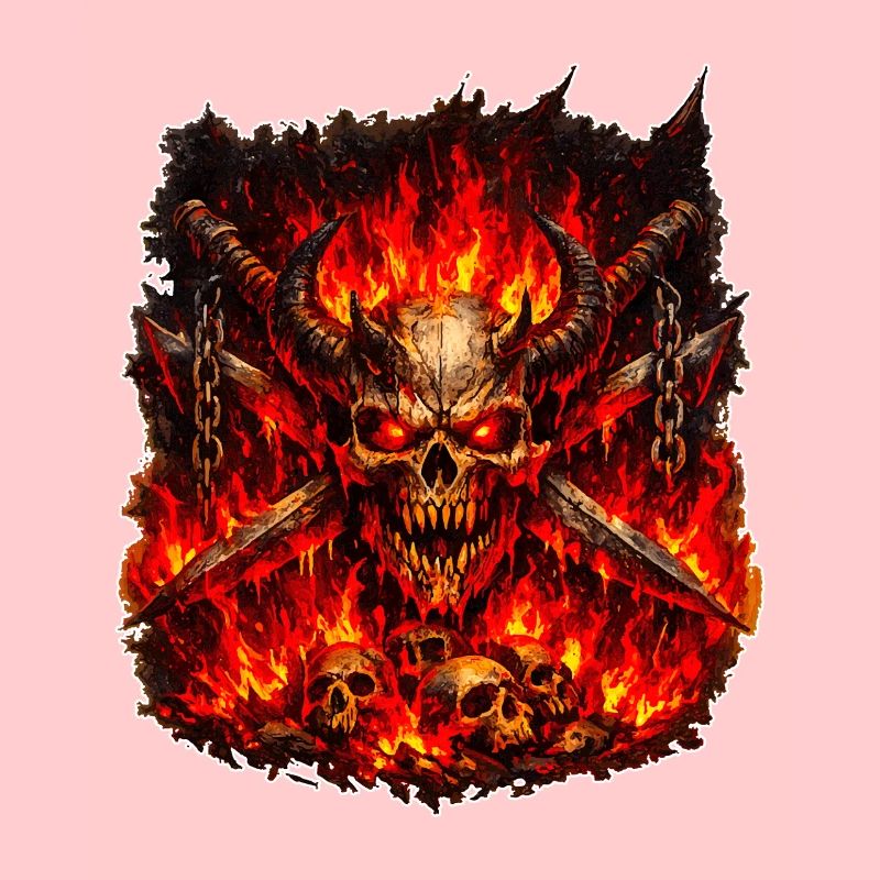 Crâne de Feu avec des Cornes