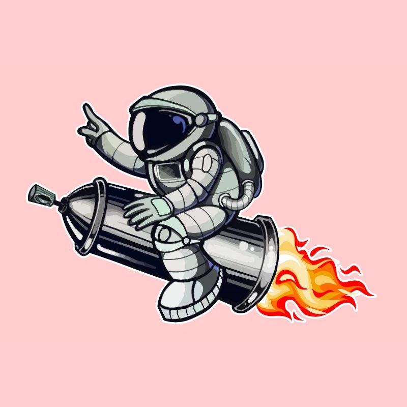 Graffiti astronaut with spray can rocket