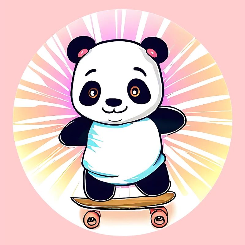Panda skateboard au coucher du soleil
