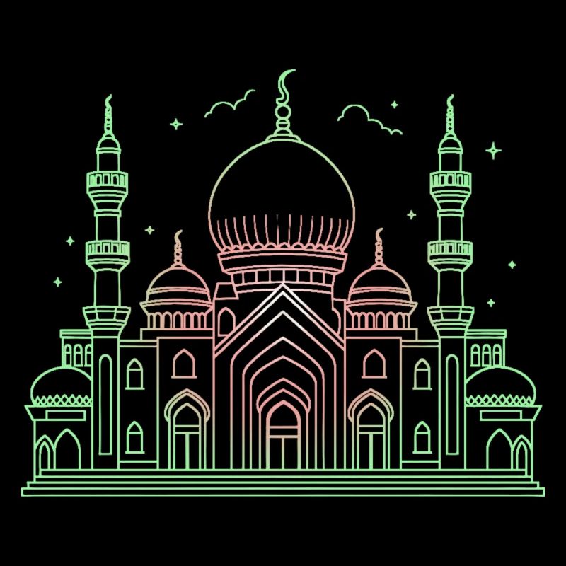 Moschee Stern Halbmond stilisiert grün oder schwarz