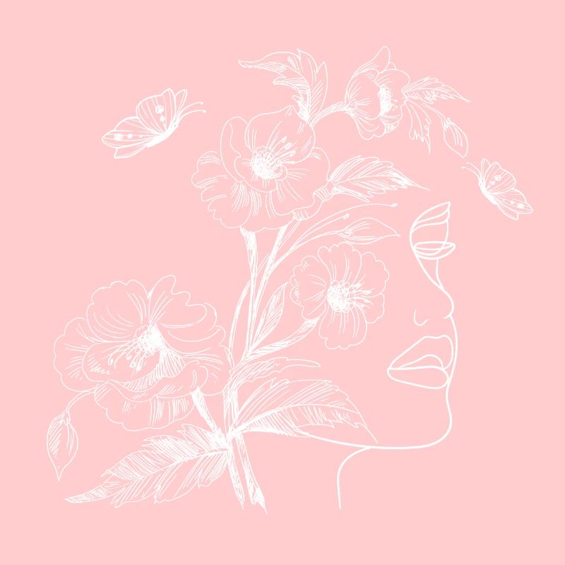 Flowers face drawing silhouette