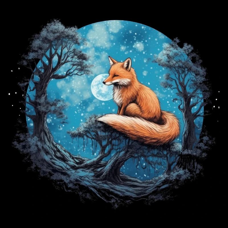 Fuchs Wald Mond Fabel Mythisch Märchen