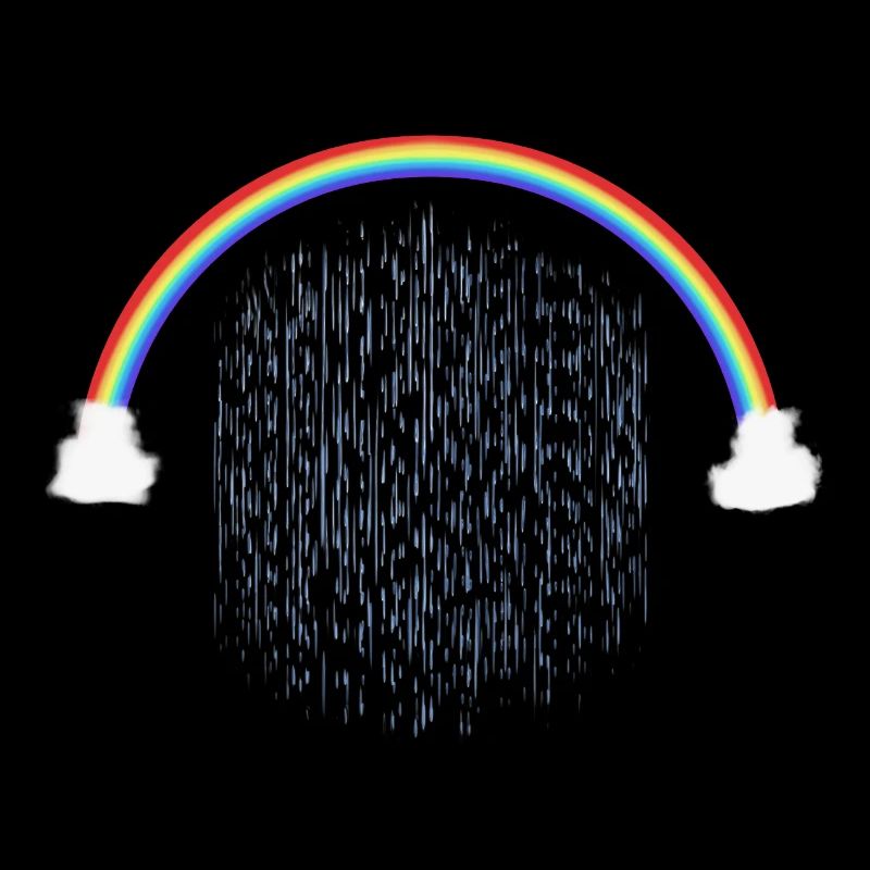 Rainbow with Rain Drops Pattern