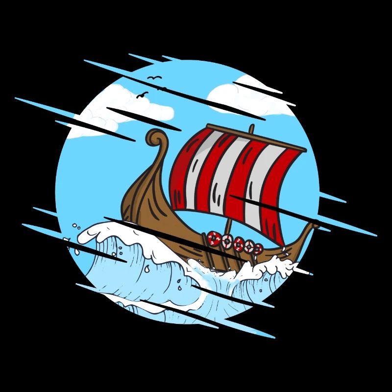 Wikinger schiff in Wellen