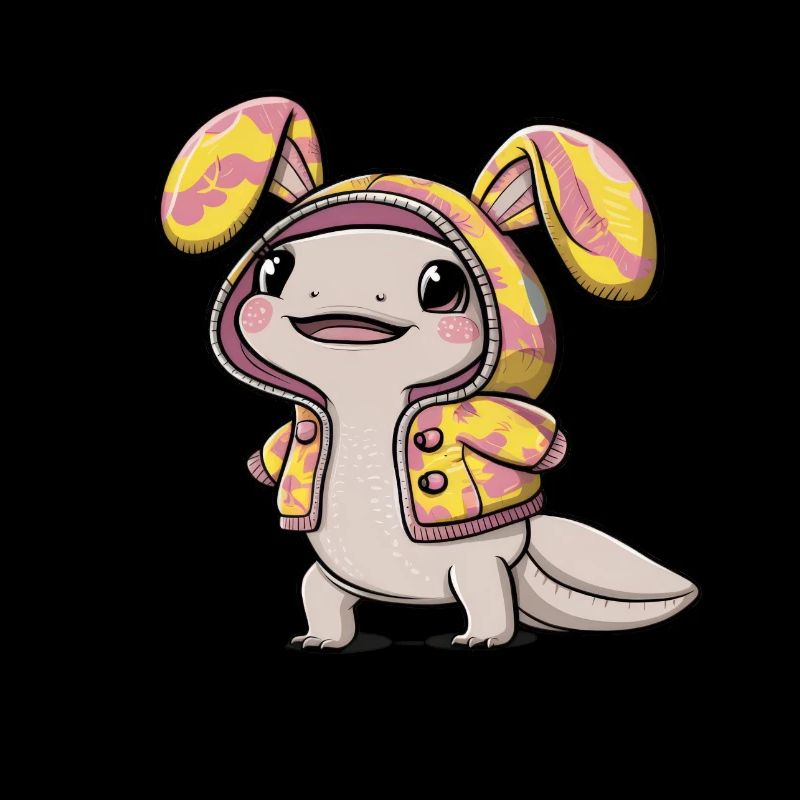 Tenue d’axolotl coloré avec des lapins