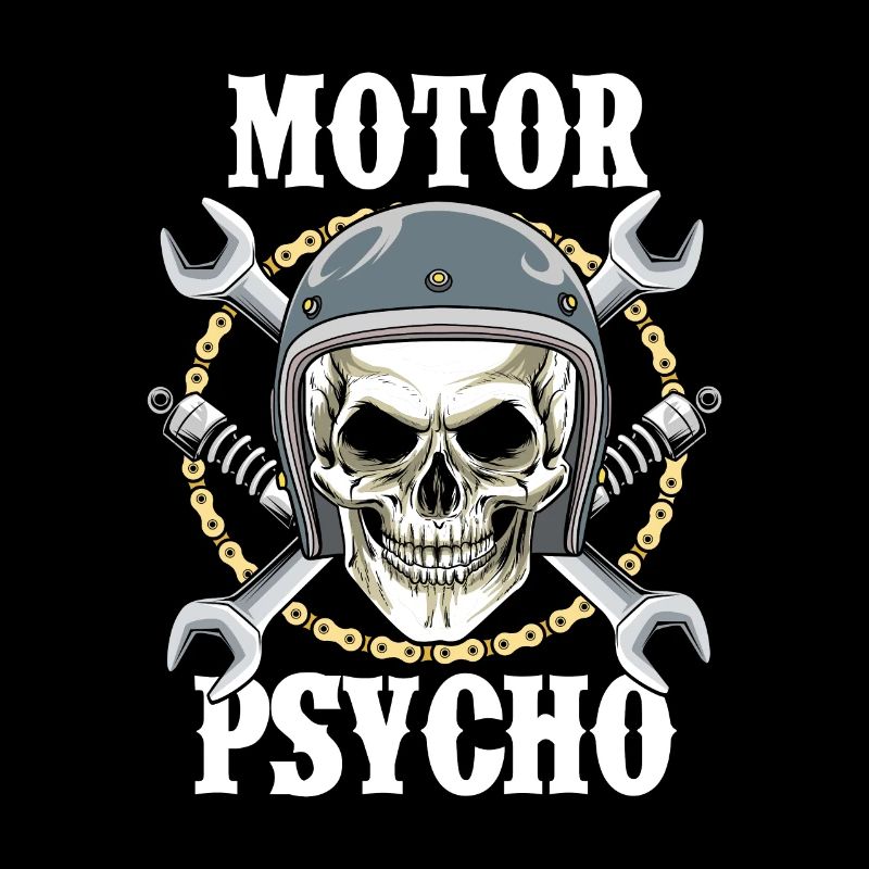 Motorcycle Gift Skulls Biker Psycho