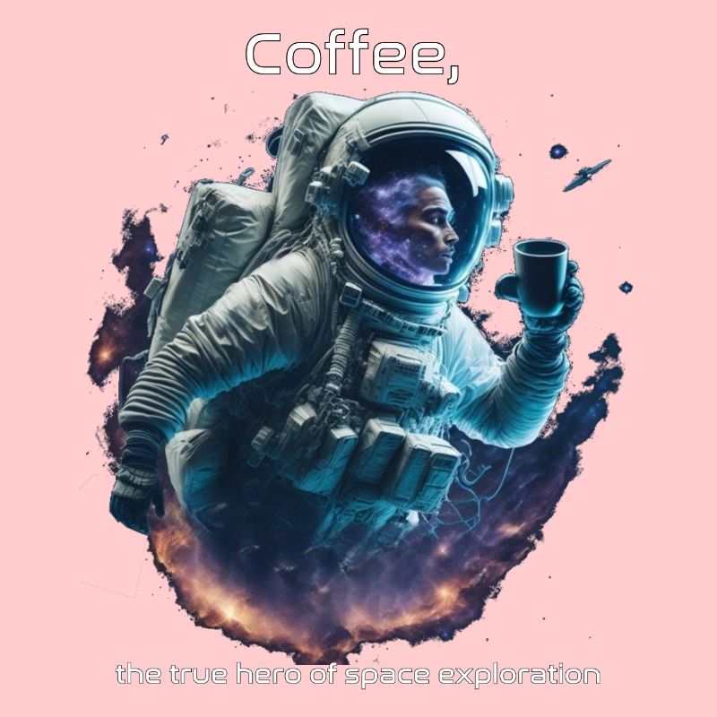 Astronaute flottant dans l’espace en sirotant un café