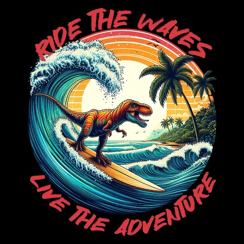 Dino Surfer Adventure : surfez sur les vagues avec T-Rex