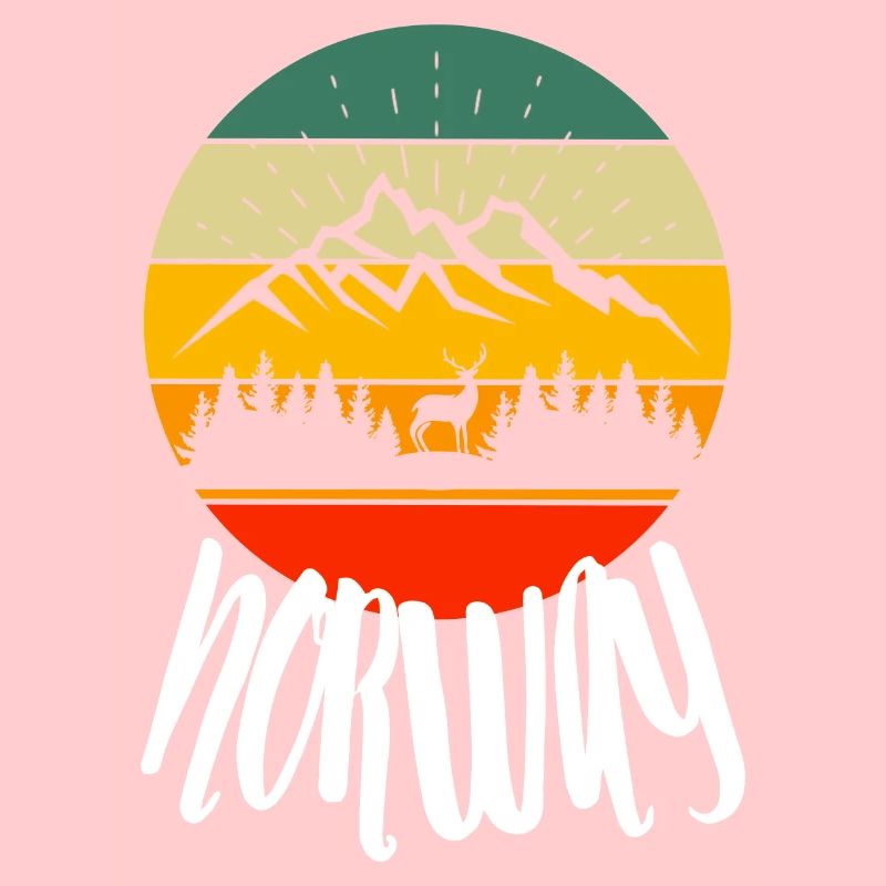 Norway Mountains Forest Deer Retro Nature