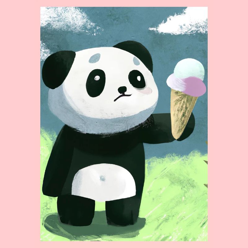 Panda mit Eiscreme