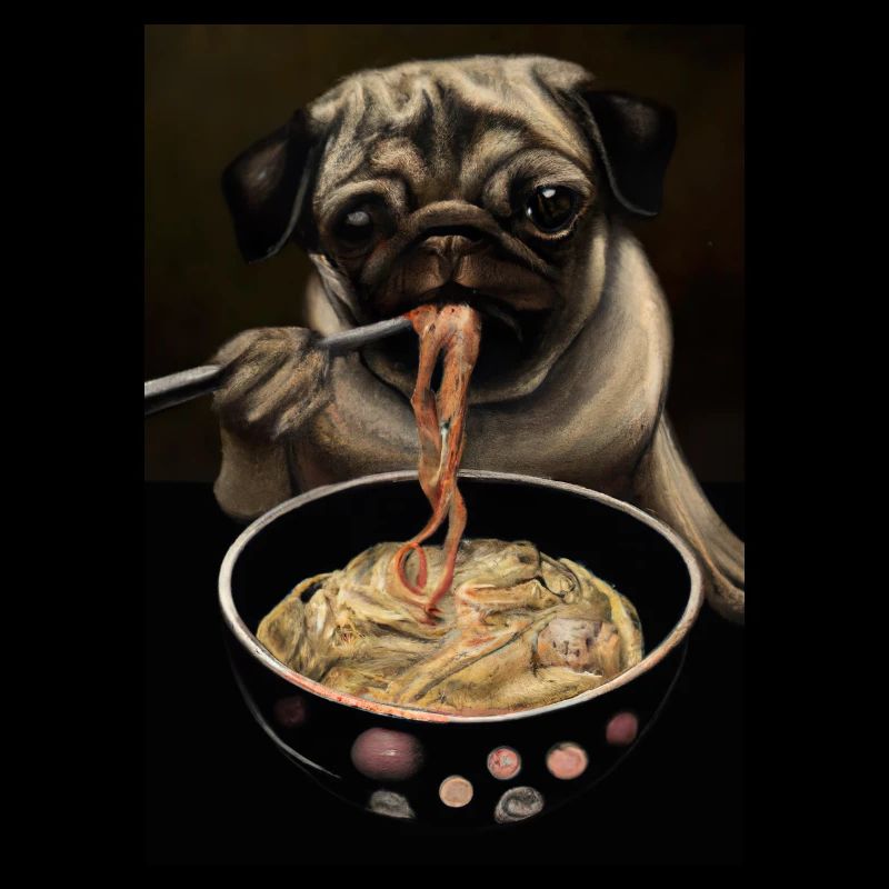 Hund frisst Ramen
