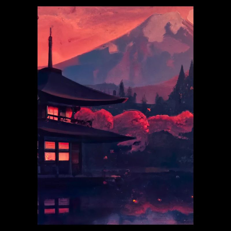 Roter japanischer Berg