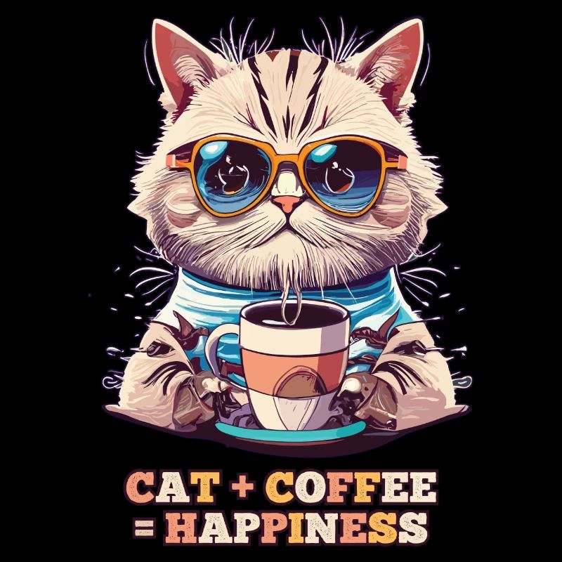 Cat Plus Kaffee ist Glück