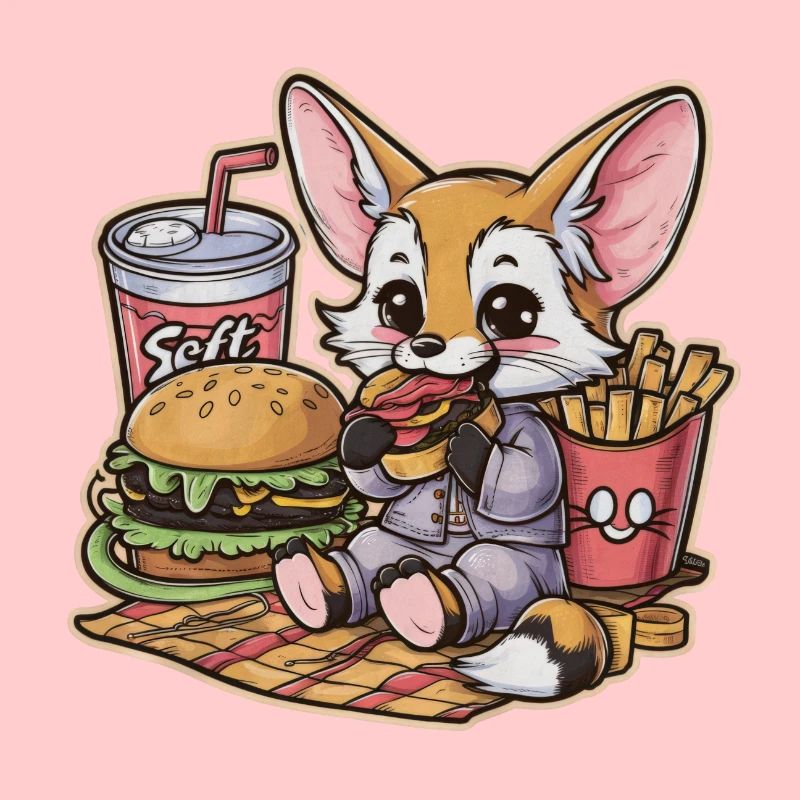 Fennec Desert Fox with Fast Food