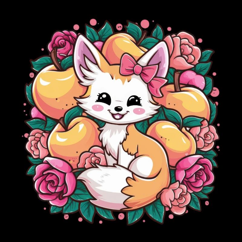 Fennec Kawaii Renard du désert aux pêches