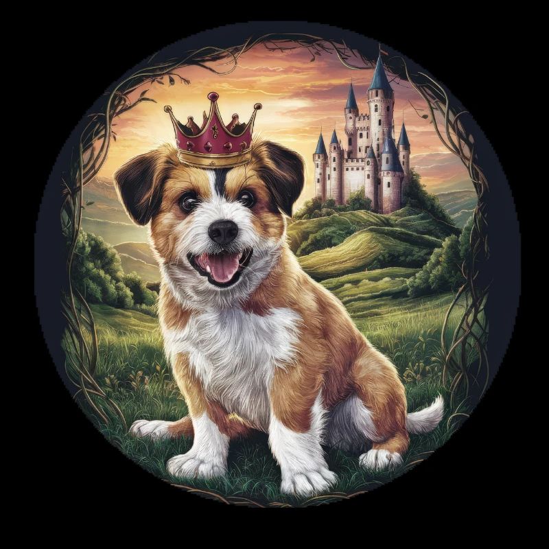 Chien Briard mignon avec serrure et couronne