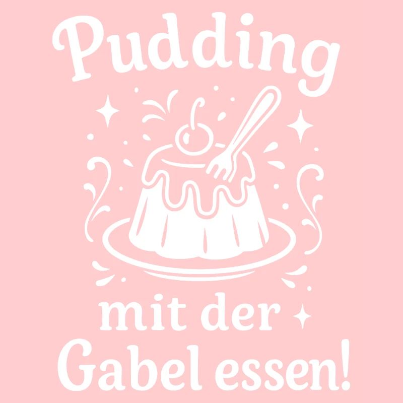 Pudding mit der Gabel Essen