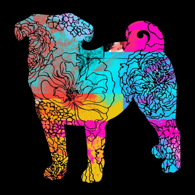 Mops Hund Flowers Geschenkidee