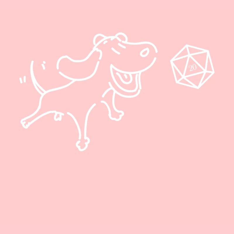 Chien mignon avec polyédrique D20 Dés RPG de table