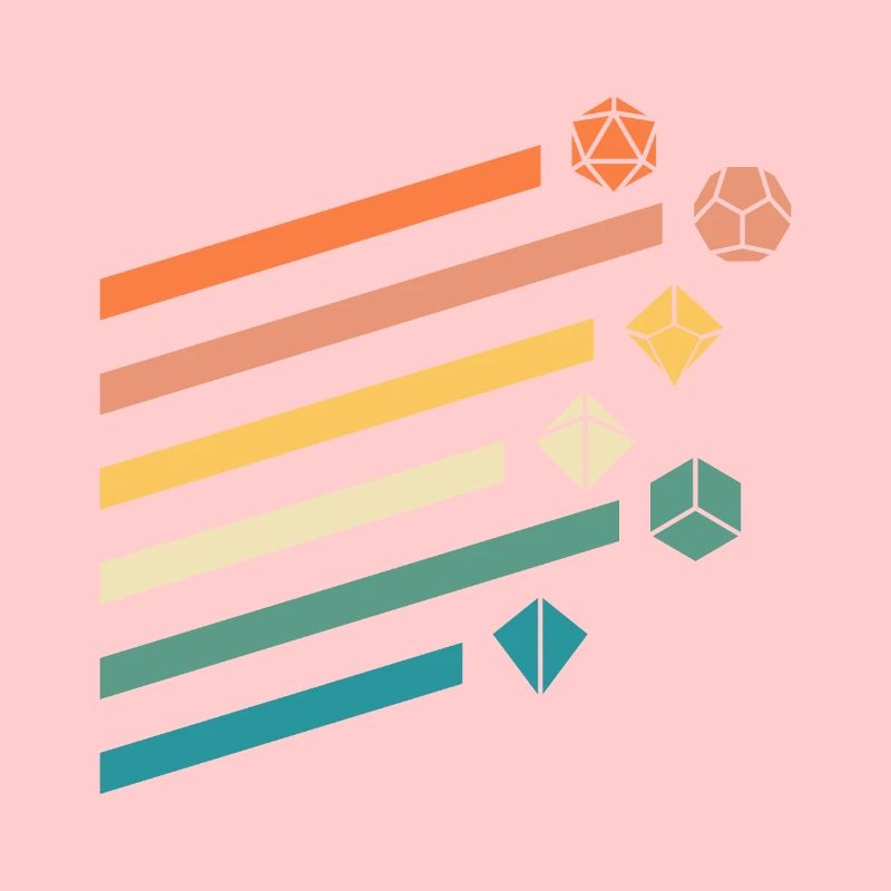 Retro Polyhedral Dice Set Tabletop RPG