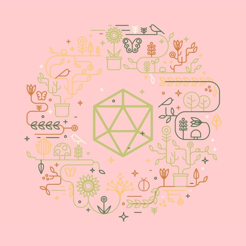 Polyédrique D20 Dés Monogramme Doodle