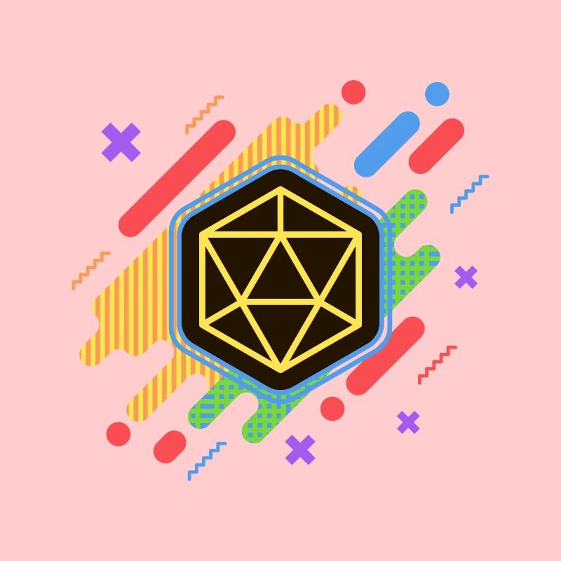 Colorful Retro Polyhedral Dice Set Funky