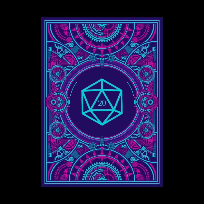 Synthwave Polyhedral D20 Dice Retrowave Steampunk