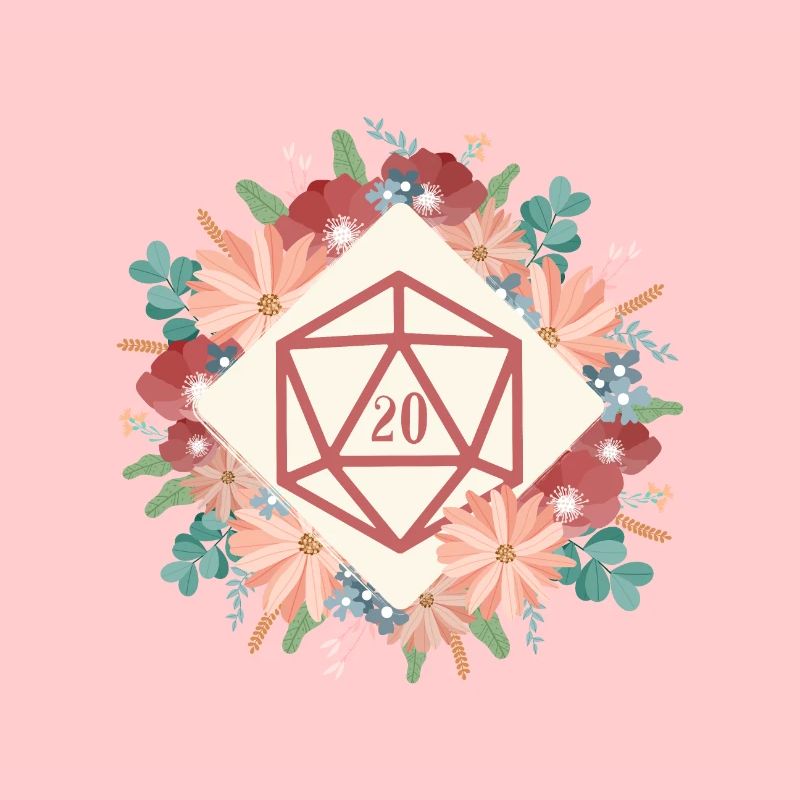 Polyhedral D20 Dice Floral Tabletop RPG