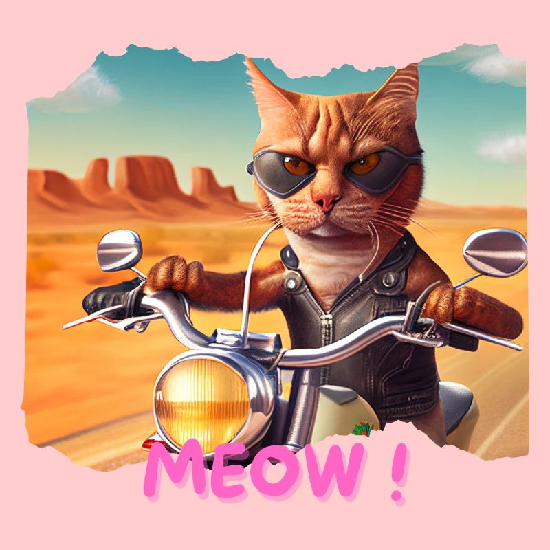 Coole Katze Auf Dem Motorrad In Der Wüste 3