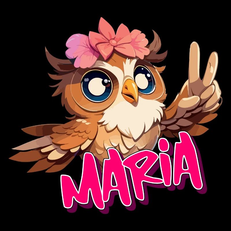 MARIA - Schöner Mädchen Name mit süßer EULE